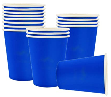YAAVAAW 16Pcs Royal Blue Party Paper Cups,9oz Cold/Hot Drinking Cup Tea Coffee Cup Solid Color Party Cups for Kids Adult Birthday,BBQs,Picnics,Weddings,DIY,Union Jack Royal Blue Party Supplies