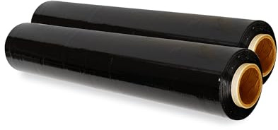2 pellicole adesive per pallet/stretch/termoretraibili, colore nero, 400 mm x 150 m