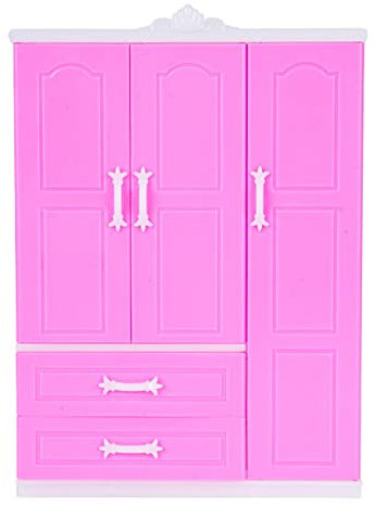Perfeclan Puppenschrank, Miniatur-Puppenschrank mit Schublade, Simulationsspielzeug, Puppenaufbewahrung, Kleiderschrank