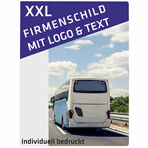 INDIGOS UG - Firmenschild - Schilder selbst gestalten 60x90 cm hoch - mit Ihrem Logo, Firmenname, personalisierte Geschenke - Foto Wunschtext - Schild für Rezeption, Lobby, Firma, Hotel, Empfang,