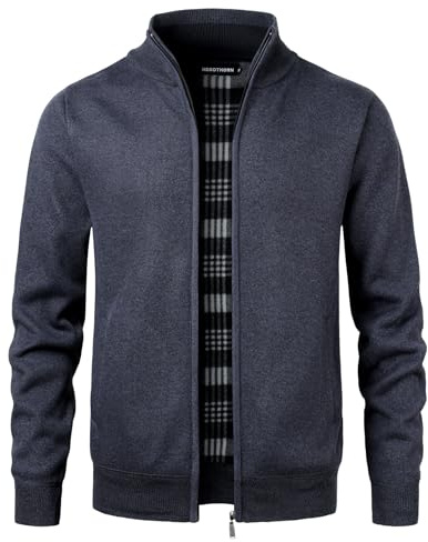 Herothorn Cárdigan de Punto Cremallera cálido suéter Forro Polar para Hombre Chaqueta Jersey de Manga Larga suéter Grueso Completa y Cuello Alto cálido JerséIs Rebeca Sueltos Acolchado