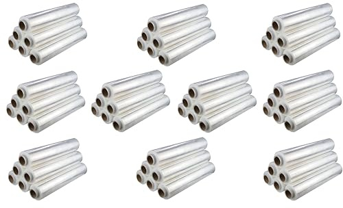 V1 Trade Plastfolie Transparent – 285m/50cm 60 Rulles – Sträckfilm 23 Mikron – Flyttfilm För Möbler – Emballagefilm För Packning