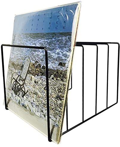 Vinyl-Schallplattenhalter, Vinyl Schallplatten Aufbewahrung, Schallplattenständer, LP Ständer, Schallplattenregal Metall, Aufbewahrungsregal Desktop Organizer für Zeitschriften Bücher Alben Dokumente