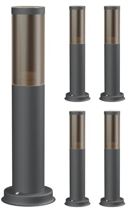 ledscom.de 5 lampade da vialetto/lampioni da giardino/lampade da esterno PORU, effetto fumé, IP44, 39 cm, antracite, 1x E27 max. 40W