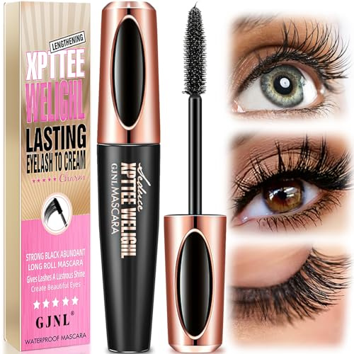 4D Silk Fiber Lash Mascara Waterproof Gifts for Women | Natural Long Lasting Mascara Black Volume and Length, Thickening Lengthening No Clumping