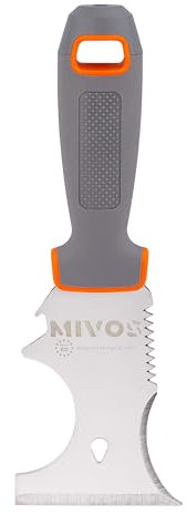 Mivos Edelstahl Multifunktionsspachtel 10 in 1 - Malerspachtel mit 75 mm Klingenbreite - Multifunktions Schaber mit Schlagplatte - Farbschaber mit Rutschfester Griff - Made in EU
