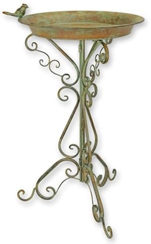 Jugendstil Vogeltränke mit Ständer aus Eisen Romantische Gartendeko Vogelbad, Höhe 74 cm
