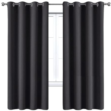 WUXXIANG Lot de 2 Rideaux Occultants à Oeillets 220 x 60 cm Isolant Phonique et Thermique, Rideau Fenetre pour Toutes Les Saisons, avec Cravates, pour Maison Chambre, Gris Foncé