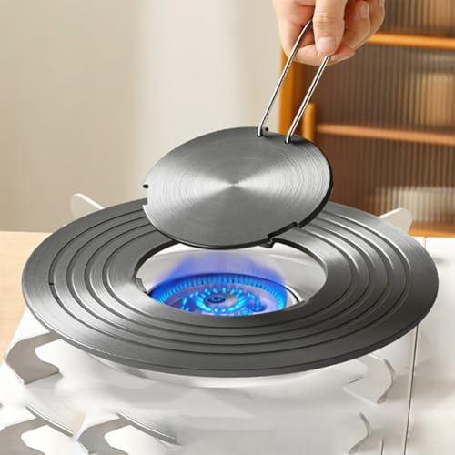 Wärmeleitplatte für Gasherd, Wärmeleitplatte, Wärmeverteiler, Flammenschutz, Simmerplatte mit abnehmbarem Griff für Elektro- und Gasherd