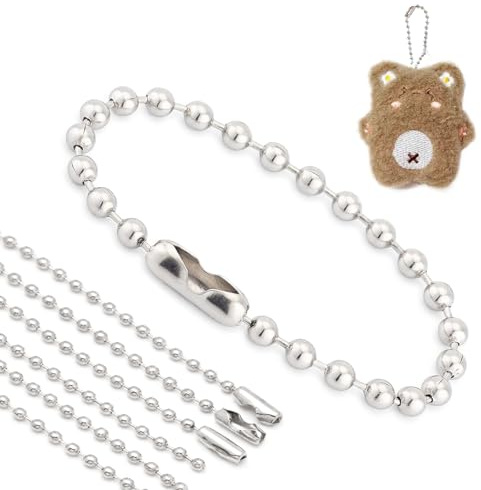 Catena a sfere da 2,4 mm, 100 pezzi, catena a sfere in acciaio inox, con connettori, catena a sfere in metallo, per fai da te, per San Valentino e decorazioni