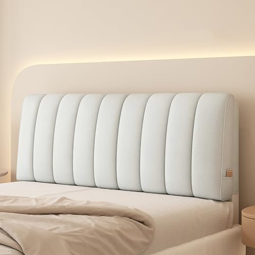 Gepolstertes Kopfteil zur Wandmontage, Keilkissen für großes Doppelbett, abnehmbarer Bezug und Gurte im Lieferumfang enthalten, Grau, 88,9 cm