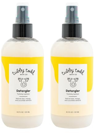 TUBBY TODD Hair Detangler Spray for Kids - Hair Detangling Spray with Baobab & Coconut Oil - Gentle & Moisturizing Kids Hair Detangler Spray - 8.5oz, 2 Pack - Lemon Crème