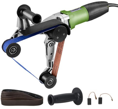 JMbpkduHs Pulidora Eléctrica De Tubos De Acero Inoxidable,Rotación 360°,6 Velocidades Ajustables,Lijadora De Banda Manual para Pulido De Tubos,Esmerilado Y Pulido