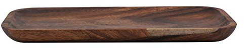 Bandeja de Servicio de Madera Rectangular Akozon - Comida Rústica para Entretenimiento, Cocina y Decoración del Hogar - para Charcuterías, Bocadillos y Aperitivos (25 * 12.5 * 2cm)