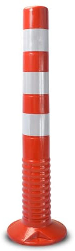 YQMHEZ Poteau de Délimitation - Poteau de Sécurité en Plastique Haute Visibilité avec Colliers Réfléchissants, Poteau de Parking, Barrière de Stationnement, Borne de Sécurité de Garage(Red+Silver)