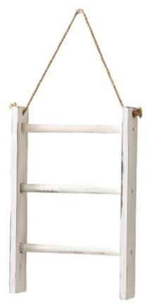Kuntesetty Handtuchleiter Aus Holz, Hängeregal für Badezimmer, Rustikales Design, Weiß