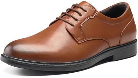 HEEZ Zapatillas Vestir Homre Zapatos Oxfords Derby Cordones Clásico Zapatos de Traje Cómodos Formales Boda Zapatillas Piel Negocios Negro Marrón