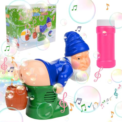 Tomte Prutt Bubbelmaskin för Barn – Automatisk Såpbubbelmaskin med Ljus och Musik, Rolig Julklapp för Utomhus- & Trädgårdsfester (G)