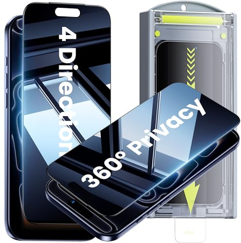 WSKEN for iPhone 17 Pro Max Privacy Screen Protector - [4 Way 360 Anti Spy] [Auto Dust-Remove] 10X Military Shatterproof 4 Directions Zero Bubble Anti Peep Tempered Glass Film for 17 Pro Max