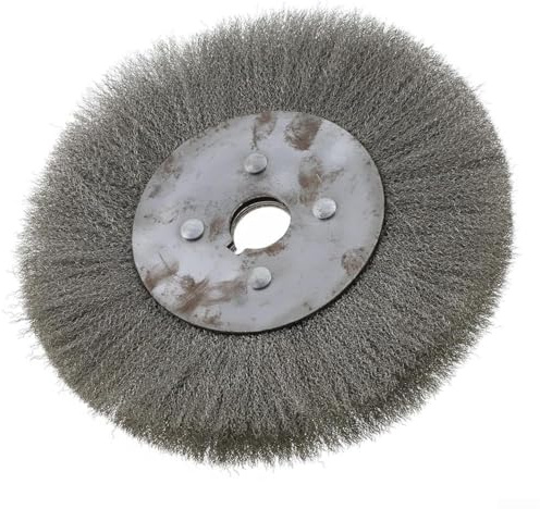 Spazzola a disco in acciaio inossidabile ondulato per smerigliatrice da banco, abrasiva per sbavatura, lucidatura e rimozione di incrostazioni, spazzola metallica per rifinire superfici (20,3 cm)