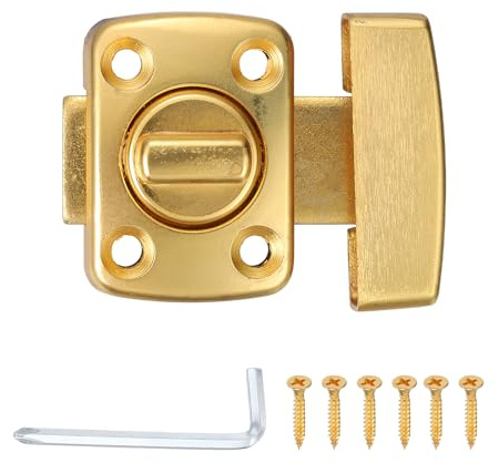 PATIKIL Perno Giratorio De Cerradura, 1.6 Herraje De Seguridad De Dos Caras En Aleación De Zinc Con Tornillos Para Muebles De Gabinete Ventana De Baño, Dorado