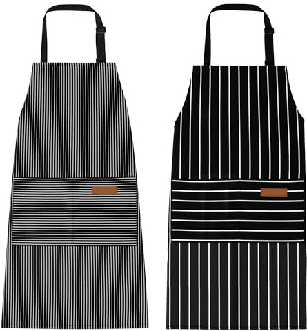 ZHABAYEN 2 Pack Cotton Adjustable Cooking Apron with 2 Pockets