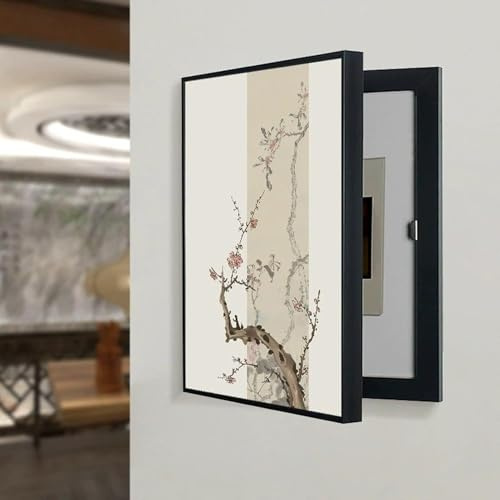 Cache Compteur Electrique Décoration Murale Décorative pour Panneau Électrique, Cacher Peintures Tableau Decoration Murale, Convient Au Hall D'entrée Salon(Black 8,30 * 40cm/12 * 16in)
