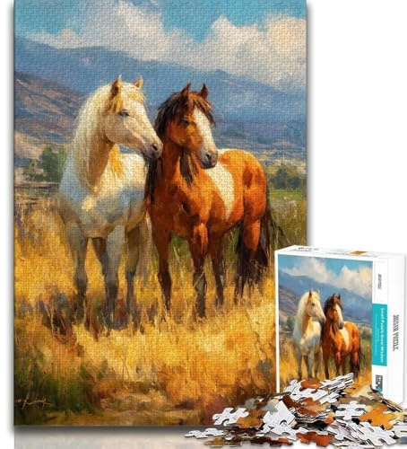 Ölgemälde-Puzzle mit Pferd, 1000 Teile, für Teenager, anspruchsvoll, Aber lustig und humorvoll, Geburtstagsgeschenk, Geschenke, Wandkunst, 38x26cm
