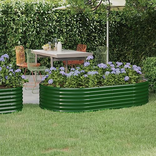 Mesa de Cultivo Elevada,Jardinera de Exterior con Estructura de Acero y Recubrimiento en Polvo,Resistente a la Intemperie,Ideal para Huerto Urbano,Balcón,Terraza o Jardín,Verde,175 x 100 x 36 cm