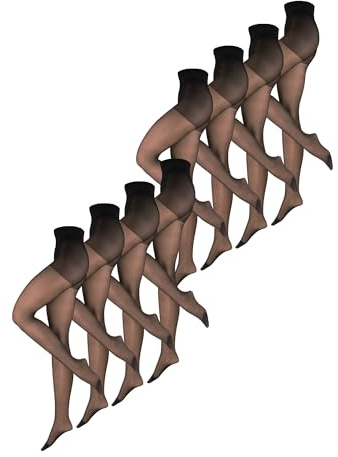 NUR DIE Damen Strumpfhose Fit in Form 40 DEN 8-Pack - Stützstrumpfhose mit Kompressionseffekt, semi-blickdicht, bequemer Bund & perfekte Passform