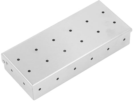Cufaee Universelle Räucherbox aus Edelstahl, Räucherbox für Holzspäne mit belüftetem Deckel, für geräucherten BBQ-Geschmack, Grillzubehör mit Scharnierdeckel