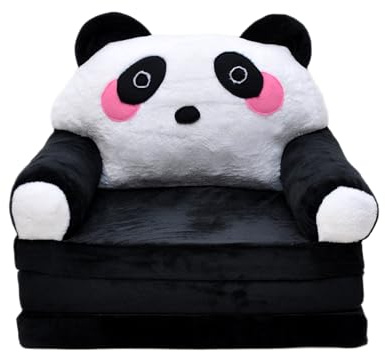 nana shop Poltrona per bambini, mini poltrona pieghevole 2 in 1, comoda poltrona in peluche con materasso, divano letto per cameretta (Panda)