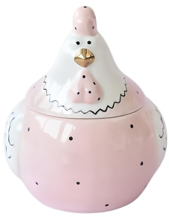 Tiajingzi Ceramic Cookie Jar Large Chicken Figurine Decoration Box with Lid | Large Chickens Ceramic Food Storage Jar for Storing Eggs Sweets Jewellery Snacks