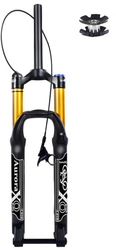 FKXSXAZ 26/27.5/29 Inch Mountain Bike Fork, 15mm×100mm Axle Downhill Suspension Forks 160mm Travel Straight/Tapered Rebound Adjust for MTB DH 1.5-2.4 tires