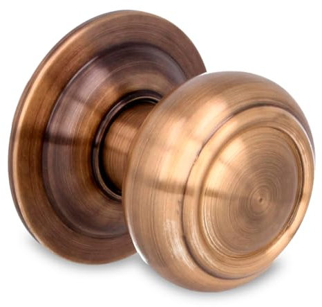 Amig - Bouton rond pour portes extérieures d’entrée - Poignée pour porte principale de la maison - Diamètre du bouton Ø70 mm - Laiton - Couleur cuir - Comprend vis et écrou de fixation