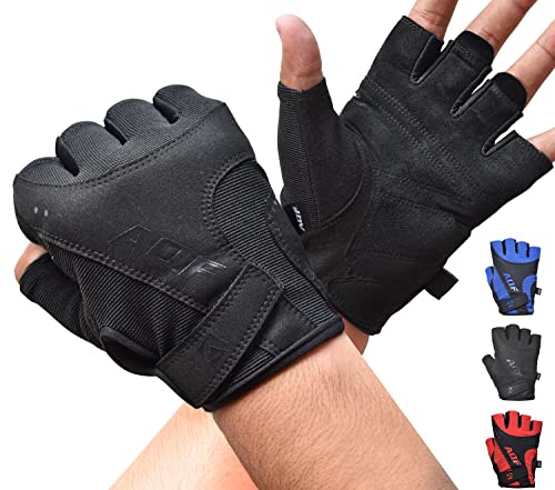 AQF Gant Musculation Respirant Ultra-Légers pour L'entraînement, Le Fitness, Le Cross-Training, Le Bodybuilding Gants De Fitness (XL, Noir)