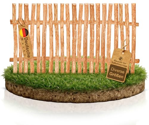 BooGardi Zaunelement Haselnuss · 144 Größen · 80 x 180 cm (3-4 cm) · Staketenzaun Bausatz für Lattenzaun/Bretterzaun · Gartenzaun Holzzaun