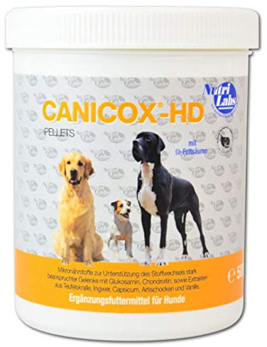 NutriLabs Canicox-HD Gelenk-Pellets für Hunde 500 g - mit MSM, Chondroitin, Hyaluronsäure, Glucosamin & Teufelskralle - Gesundheitsprodukte für Hunde - Nahrungsergänzungsmittel Hund