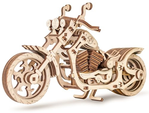EWA Eco-Wood-Art EWA EcoWoodArt 3D Holzpuzzle für Jugendliche und Erwachsene-Mechanisches Cruiser-Motorradmodell-DIY-Bausatz des Rades, kein Kleber erforderlich, Mittel