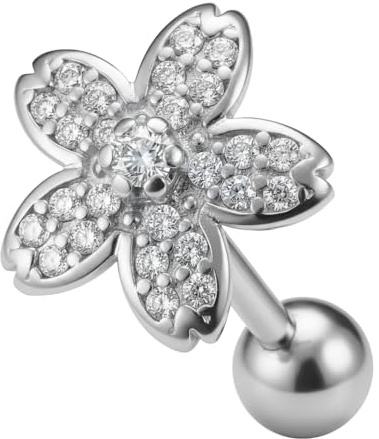 Mikro Einstellung CZ Stein Blume Design Chirurgenstahl Helix Tragus Piercing Schmuck