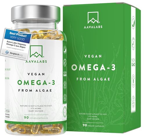 Omega 3 Vegan Hochdosiert 1500mg | Omega3 750mg DHA 300mg EPA pro Tag - 90 Omega 3 Algenöl Kapseln Hochdosiert Vegan