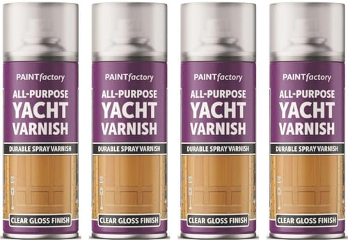 4 x All Purpose Yacht Varnish 400ML - Professional Gloss Finish Spray Wood Color Paint