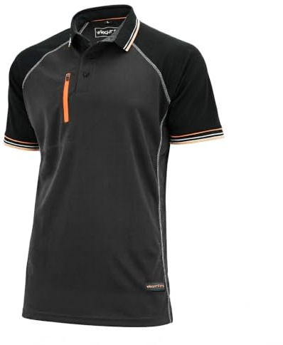 WrightFits Core Active Men’s 2-Tone Work Polo Shirt - Zipper Chest Pocket | Breathable polyester 2-tone men’s work polo with mesh panels and raglan sleeves, designed for comfort and movement on site