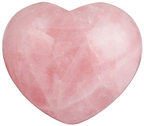 Nupuyai Rosenquarz Herz Palme Handschmeichler für Chakra Reiki, Heilkristall Liebesstein für Heimdekoration, 45 mm