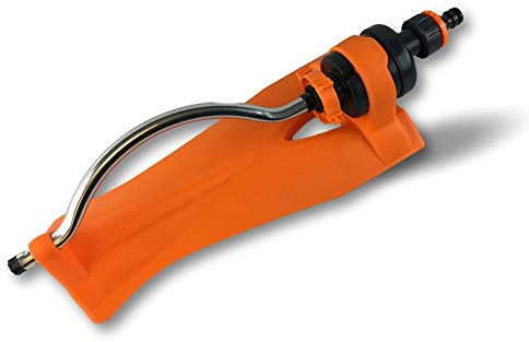 Arroseur oscillant à 15 trous | Lot de 10 | Bras en aluminium | Raccordement tétine vers tuyaux d'arrosage de diamètre de 13 à 19 mm | Corps plastique orange | Dimension 48 cm | Kibros JAROSCx10