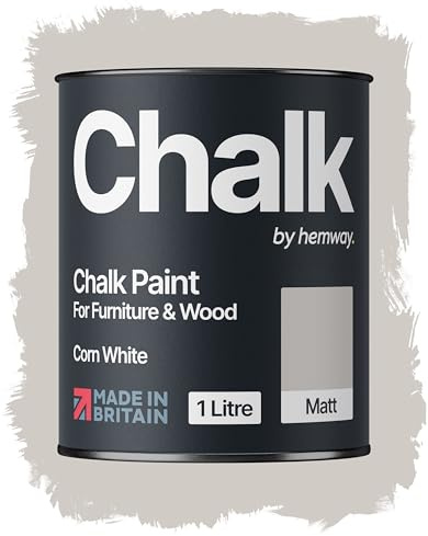Hemway Chalk Paint Corn White 1L, Matt Finish Shabby Chic | Furniture Paint, Chalk Furniture & Walls, Quick Dry & 1 Coat
