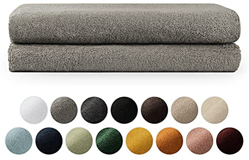 Blumtal - 2 badhanddukar - badhandduk 70 x 140 - grå badhandduk - bomull badhandduk - Oeko-TEX® certifierad