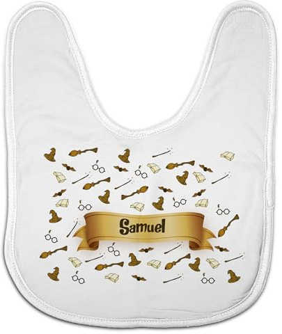 LolaPix Bavaglini di Mago. Bavaglino personalizzato con nome. Bavaglini originali. Bambino, ragazzo, ragazza. Chiusura con velcro per bavaglino per bambini. Regali personalizzati. Vari disegni.