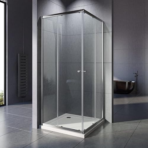Duschkabine 75 x 90 x 185cm Eckeinstieg Duschkabine Schiebetür Duschabtrennung Doppel Schiebetür Echtglas Duschtür