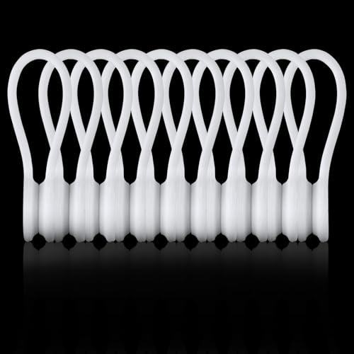 Kanemc White Magnetic Cable Ties 10-Pack, Silicone Cord Twist Ties Magnet Strap For Charging Wire Organizer, Earphone Cords Wrap, Fridge Magnets, Storage Or Travel